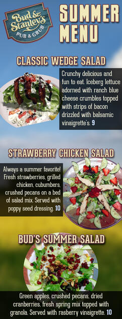 Bud and Stanley's Summer Menu